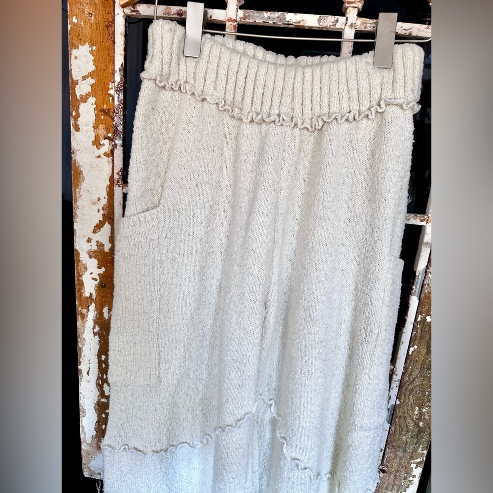 Boho Teddy Fleece Jogger Pants Cream Cozy Lounge Free People Style - Picture 4 of 8